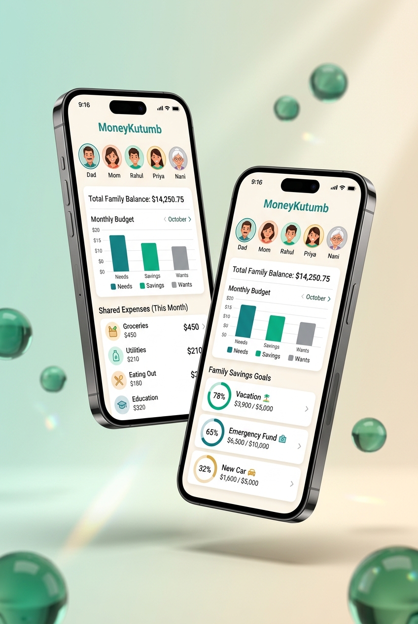 MoneyKutumb app mockup